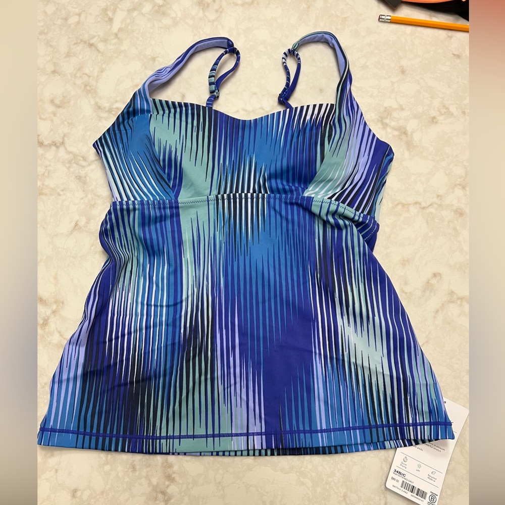 Athleta Ibiza Entwined Tankini swim top, 34B/34C. Blue